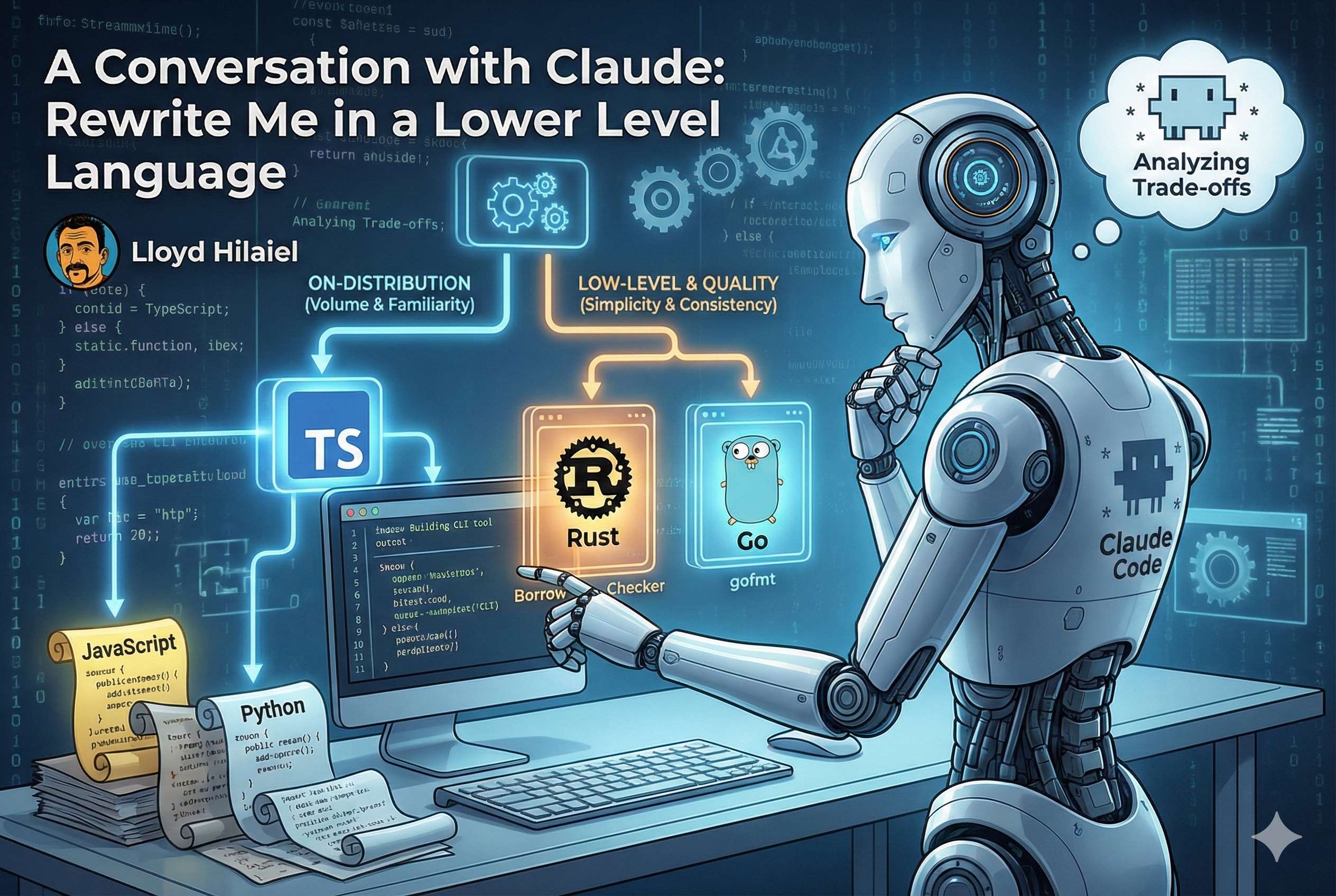 A robot contemplating programming languages