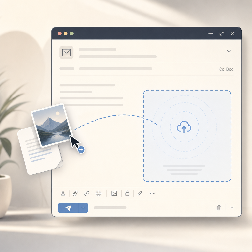 Drag and drop file attachment in a webmail interface